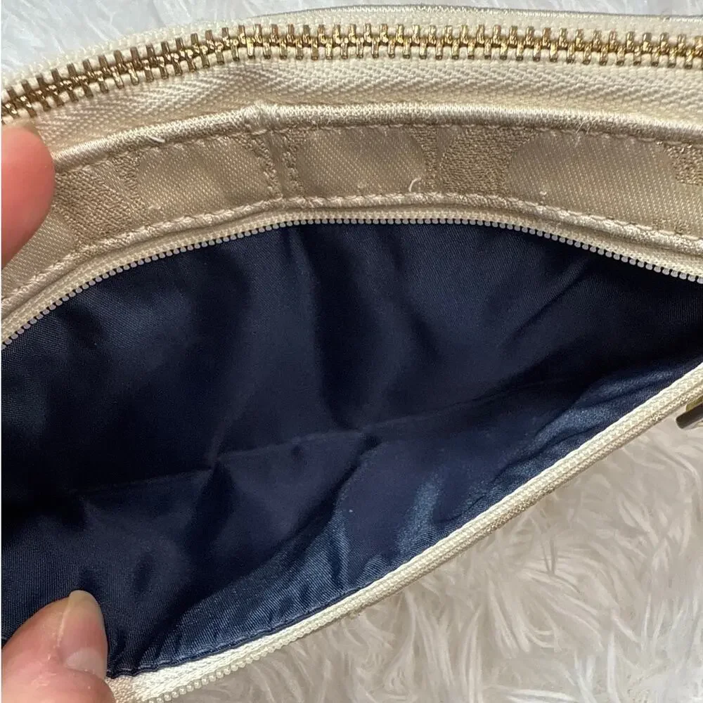 COACH Gold Cream Signature Canvas Wristlet with Card slots
